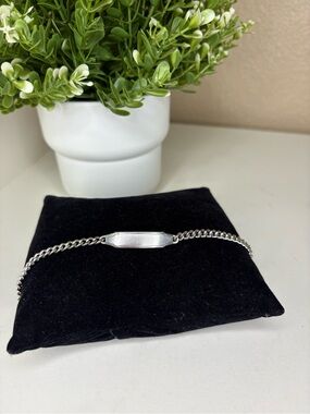 Vintage Speidel Sterling Silver ID Bracelet Stainless Steel Chain USA Unisex